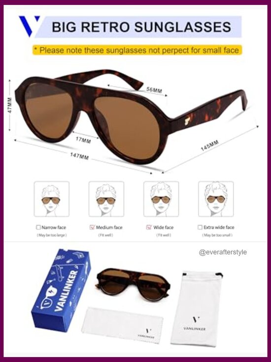 Retro Aviator Polarized Sunglasses Plastic Frame Vintage Style